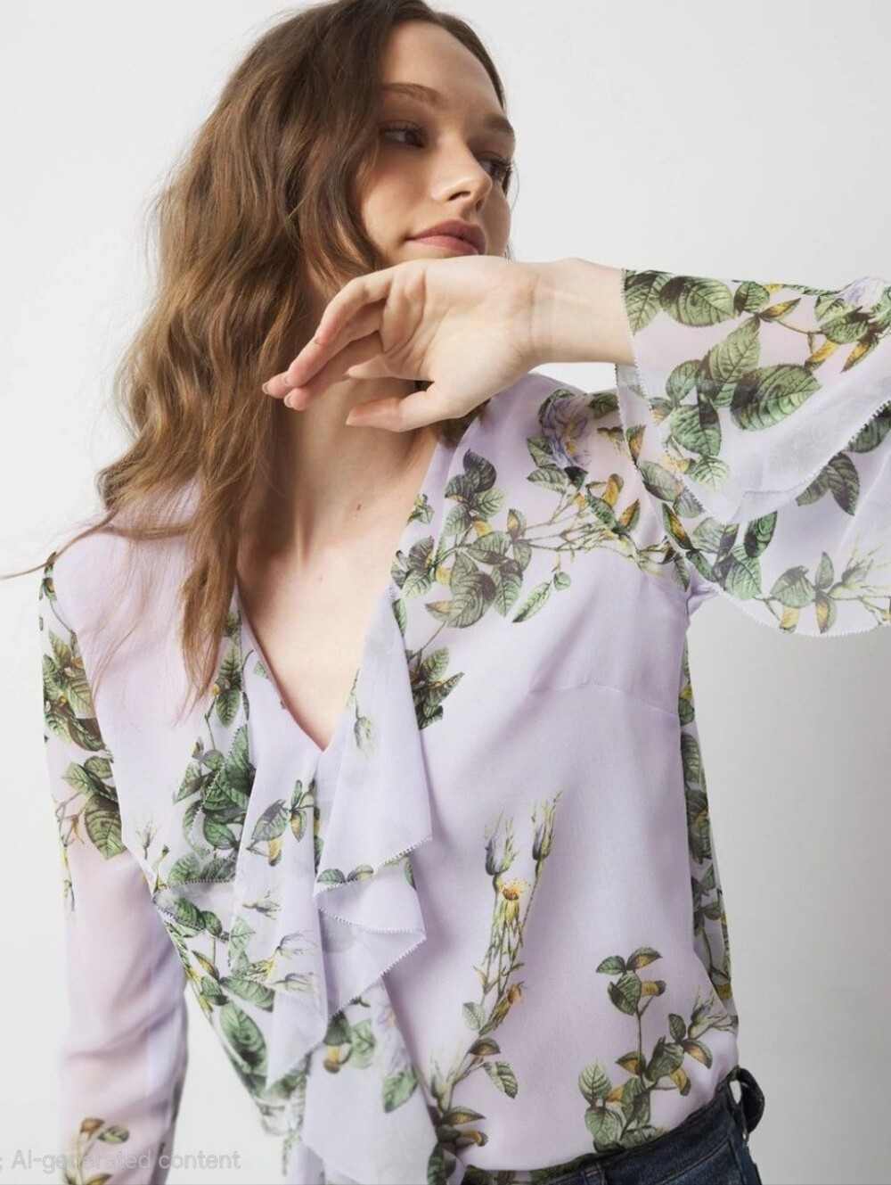White House Black Market Floral Ruffle Blouse